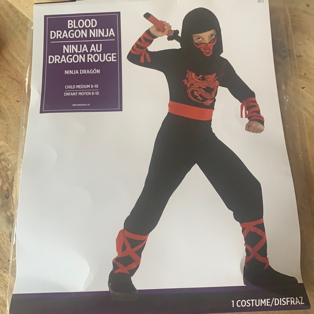 BLOOD DRAGON NINJA - 3 piece costume- Child Medium (8-10 years)